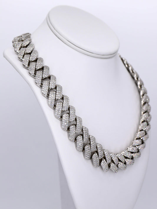 3 Row Rounded VVS Moissanite Diamond 20MM Cuban