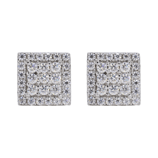 Squared Two Step VVS Moissanite Daimond Earrings