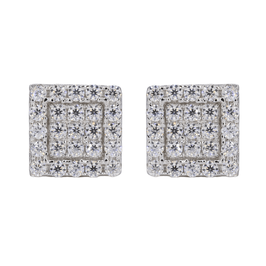 Square In-Step Iced VVS Moissanite Daimond Earrings