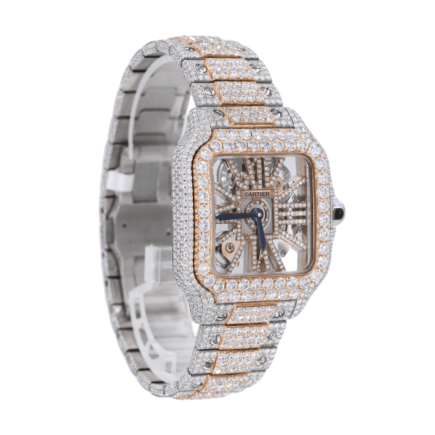 CS SKELETON 41MM TWO-TONE VVS MOISSANITE DIAMOND WATCH 20CT