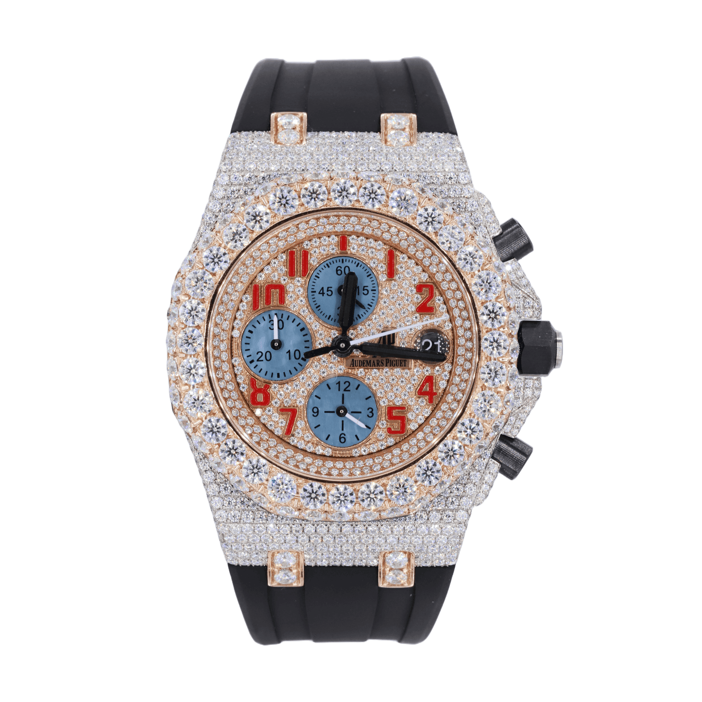 AP STAINLESS STEEL 41MM MOISSANITE DIAMOND WATCH 15CT