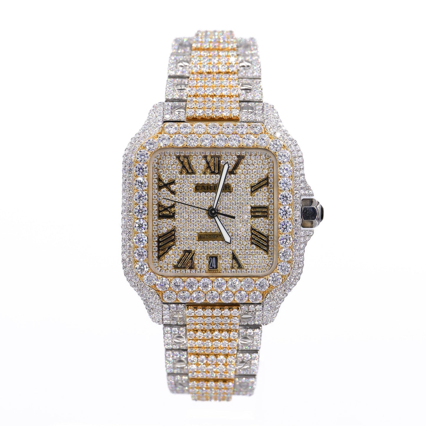 CS TWO TONE 41MM MOISSANITE DIAMOND WATCH 20CT