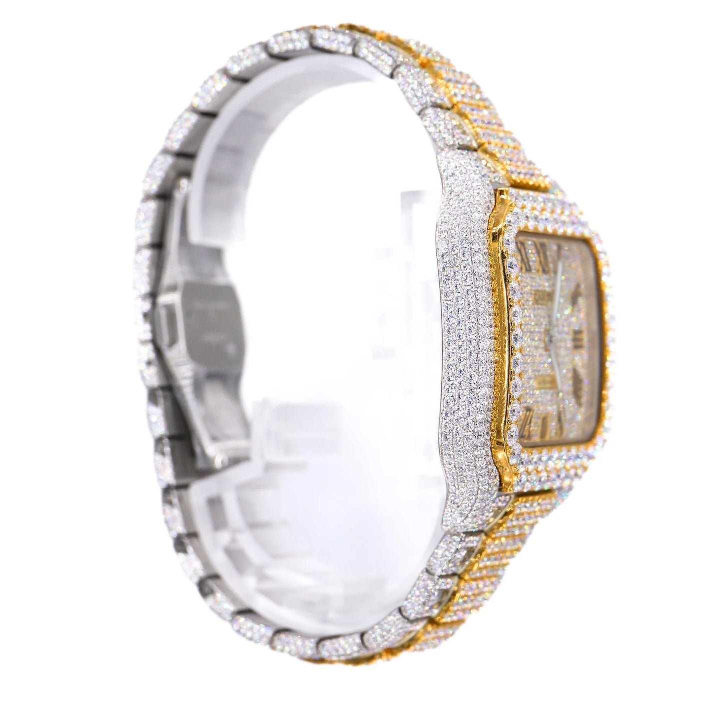 CS TWO TONE 41MM MOISSANITE DIAMOND WATCH 20CT
