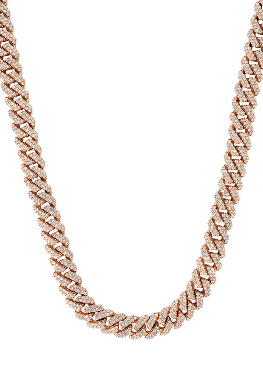 Prong Set Rose Diamond Cuban Chain