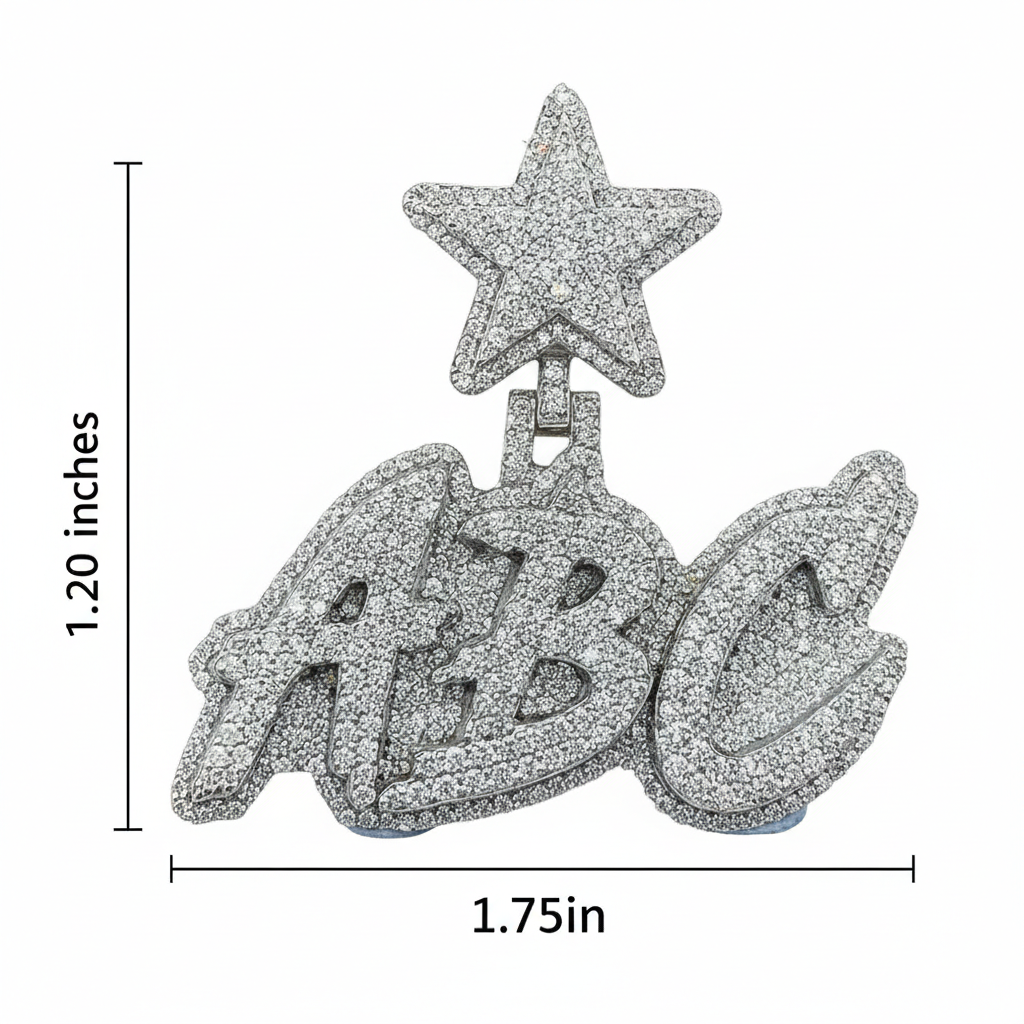 Custom Moissanite Jagged Letter Pendant