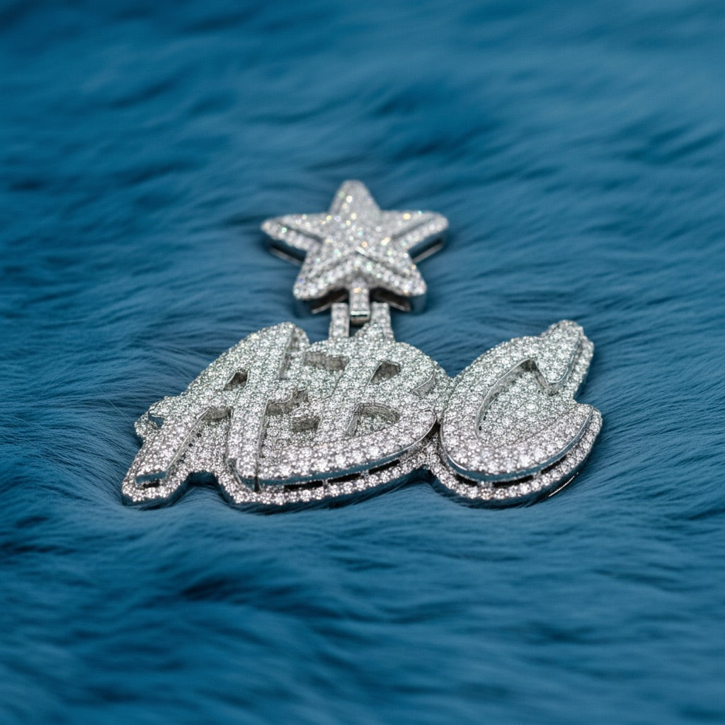 Custom Moissanite Jagged Letter Pendant