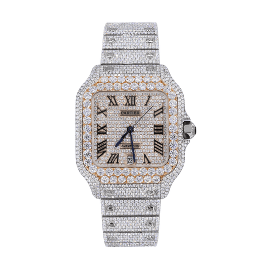CS TWO TONE 41MM MOISSANITE DIAMOND WATCH 20CT