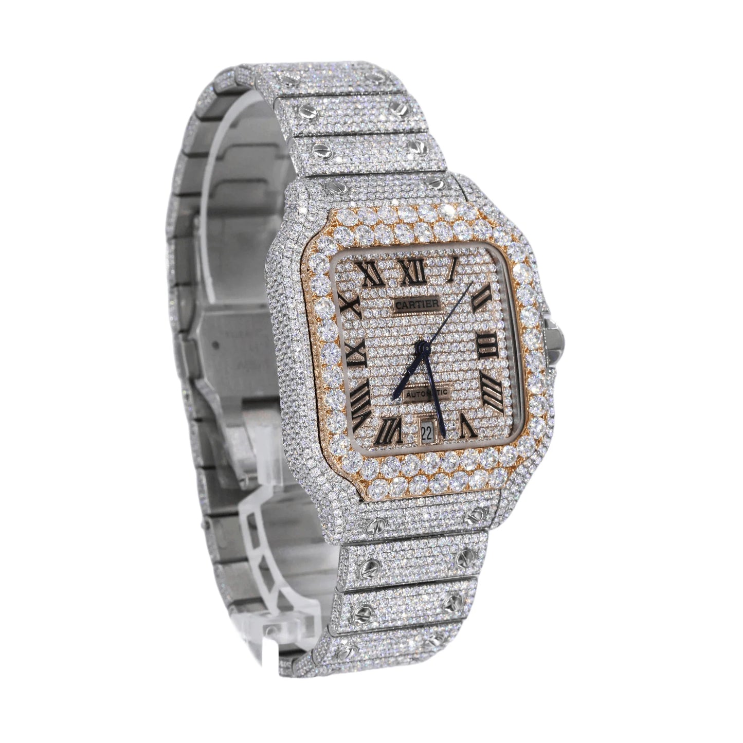 CS TWO TONE 41MM MOISSANITE DIAMOND WATCH 20CT