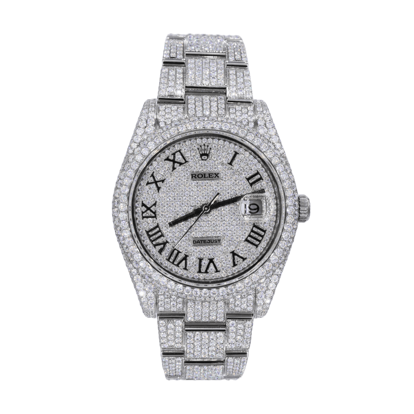 DJ 41MM MOISSANITE DIAMOND TWO ROW BEZEL WATCH 22CT