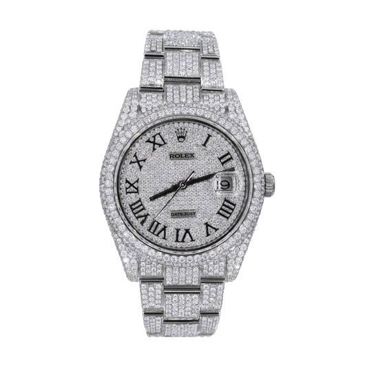 DJ 41MM MOISSANITE DIAMOND TWO ROW BEZEL WATCH 22CT
