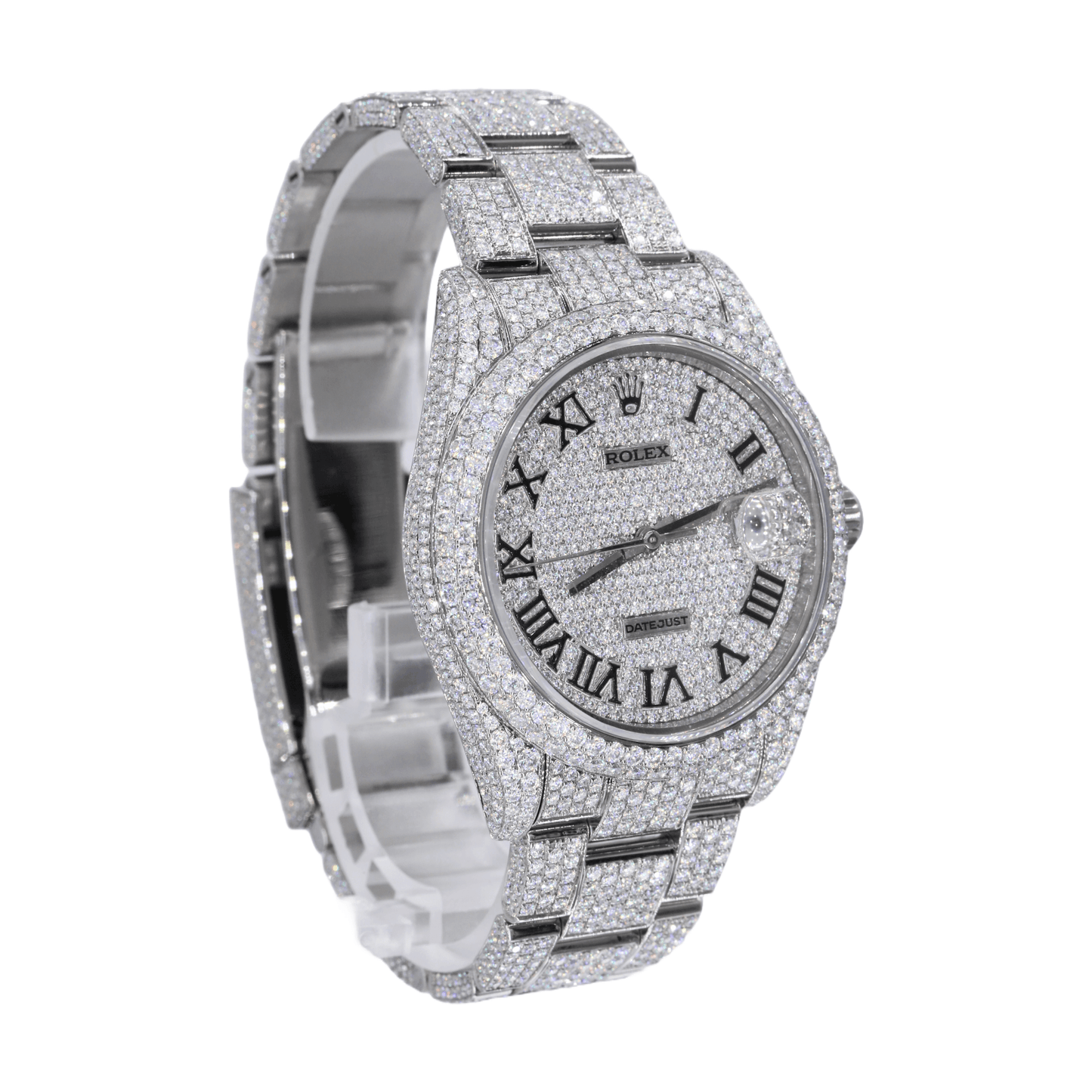 DJ 41MM MOISSANITE DIAMOND TWO ROW BEZEL WATCH 22CT