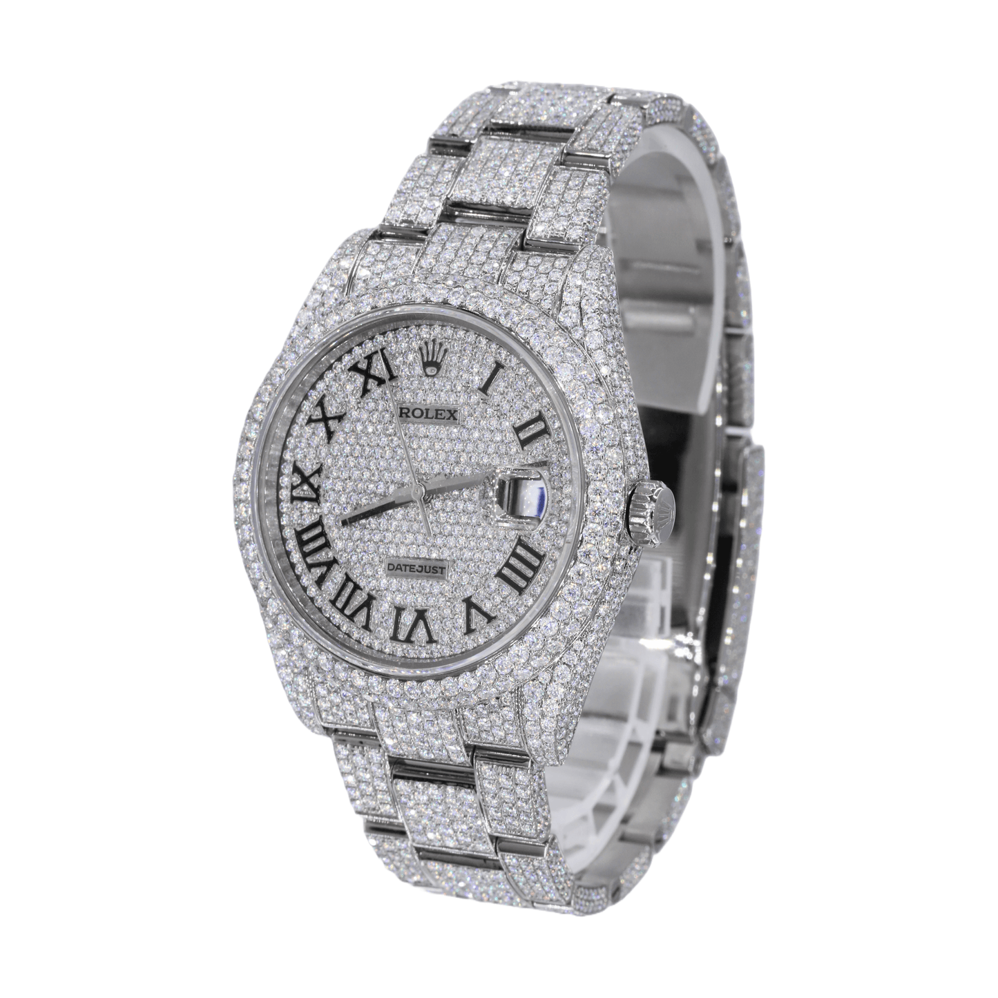 DJ 41MM MOISSANITE DIAMOND TWO ROW BEZEL WATCH 22CT