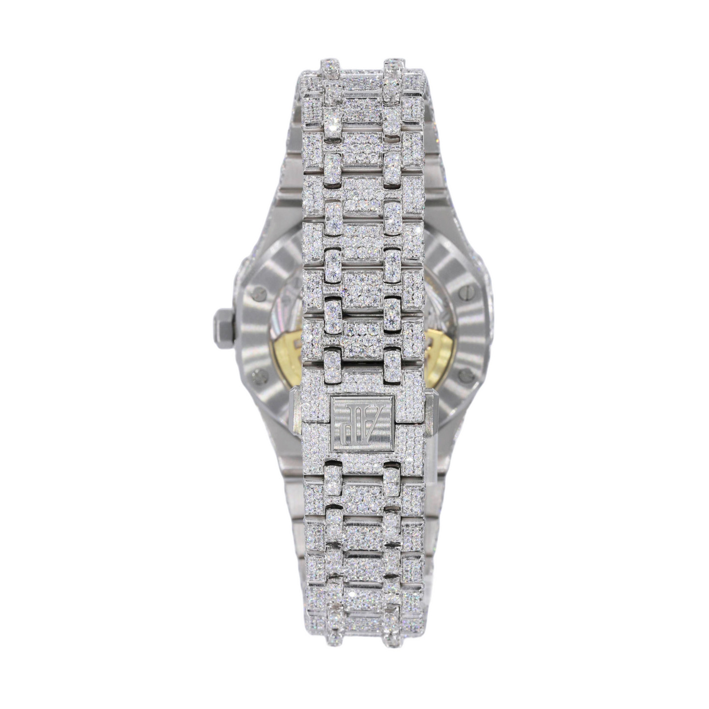 AP STAINLESS STEEL 41MM MOISSANITE DIAMOND WATCH 25CT STUDDED BAND