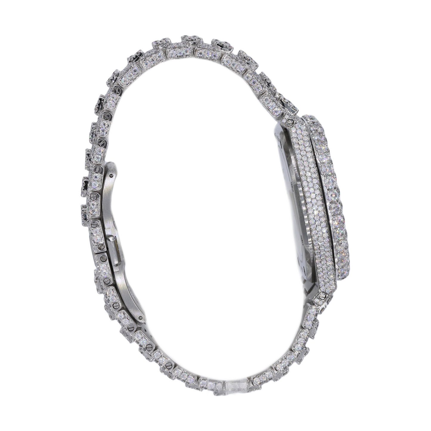 AP STAINLESS STEEL 41MM MOISSANITE DIAMOND WATCH 25CT STUDDED BAND