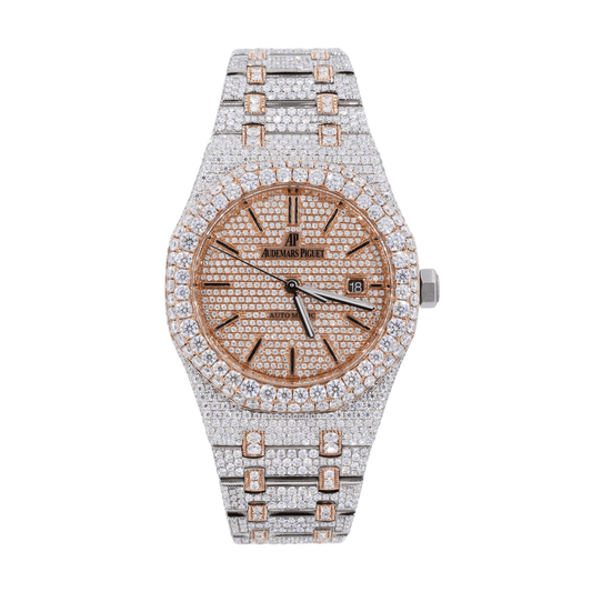 AP STAINLESS STEEL 41MM MOISSANITE DIAMOND WATCH 25CT TWO-TONE