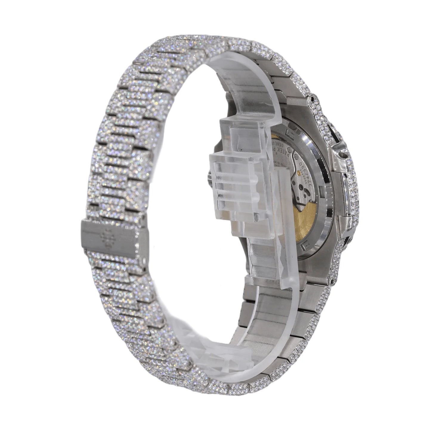 PT 41MM VVS MOISSANITE DIAMOND TWO ROW STONE BEZEL WATCH 22CT