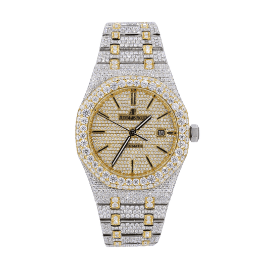AP STAINLESS STEEL 41MM MOISSANITE DIAMOND WATCH 25CT TWO-TONE