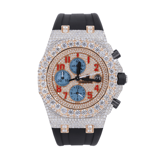 AP STAINLESS STEEL 41MM MOISSANITE DIAMOND WATCH 15CT