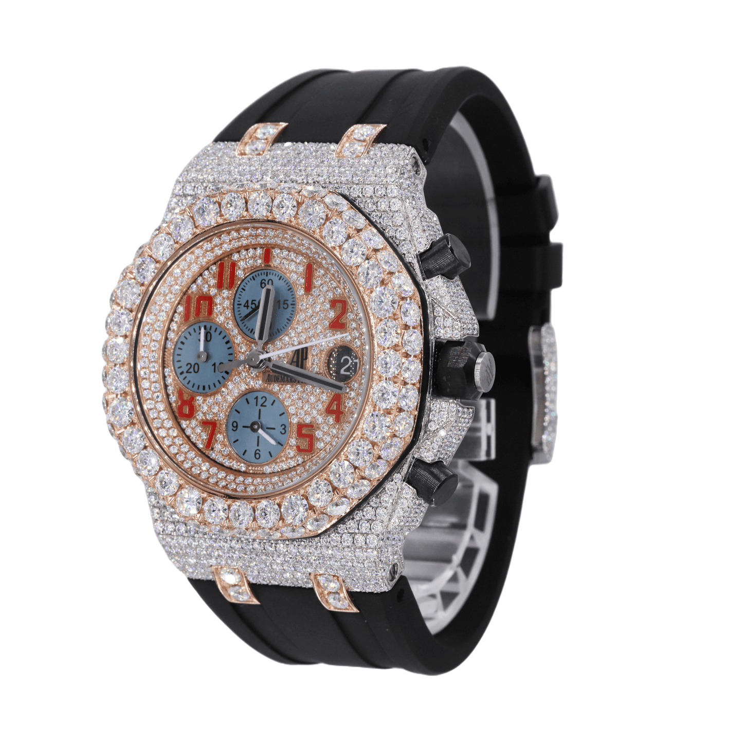 AP STAINLESS STEEL 41MM MOISSANITE DIAMOND WATCH 15CT