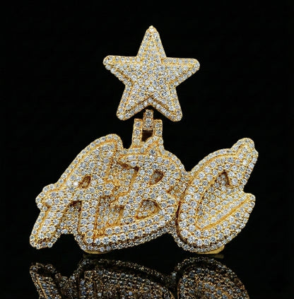 Custom Moissanite Jagged Letter Pendant