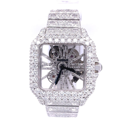 CS SKELETON 41MM TWO-TONE VVS MOISSANITE DIAMOND WATCH 20CT