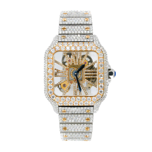 CS SKELETON 41MM TWO-TONE VVS MOISSANITE DIAMOND WATCH 20CT