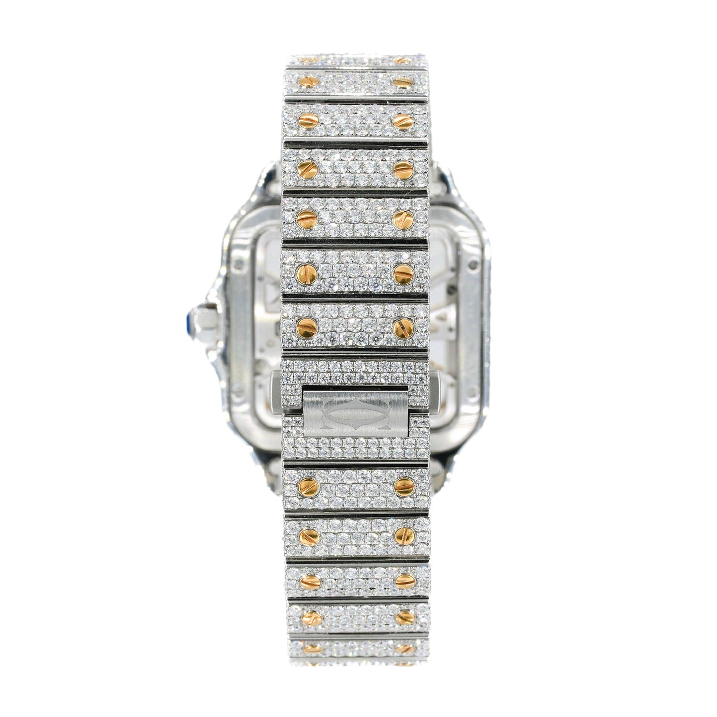 CS SKELETON 41MM TWO-TONE VVS MOISSANITE DIAMOND WATCH 20CT