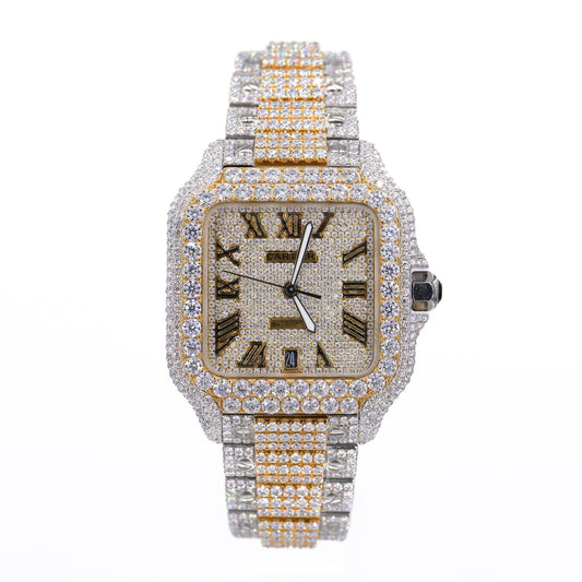 CS TWO TONE 41MM MOISSANITE DIAMOND WATCH 20CT