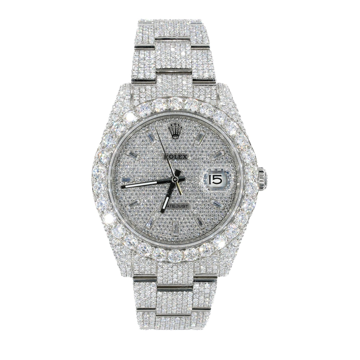 DJ 41MM MOISSANITE DIAMOND MEDIUM STONE BEZEL WATCH 22CT