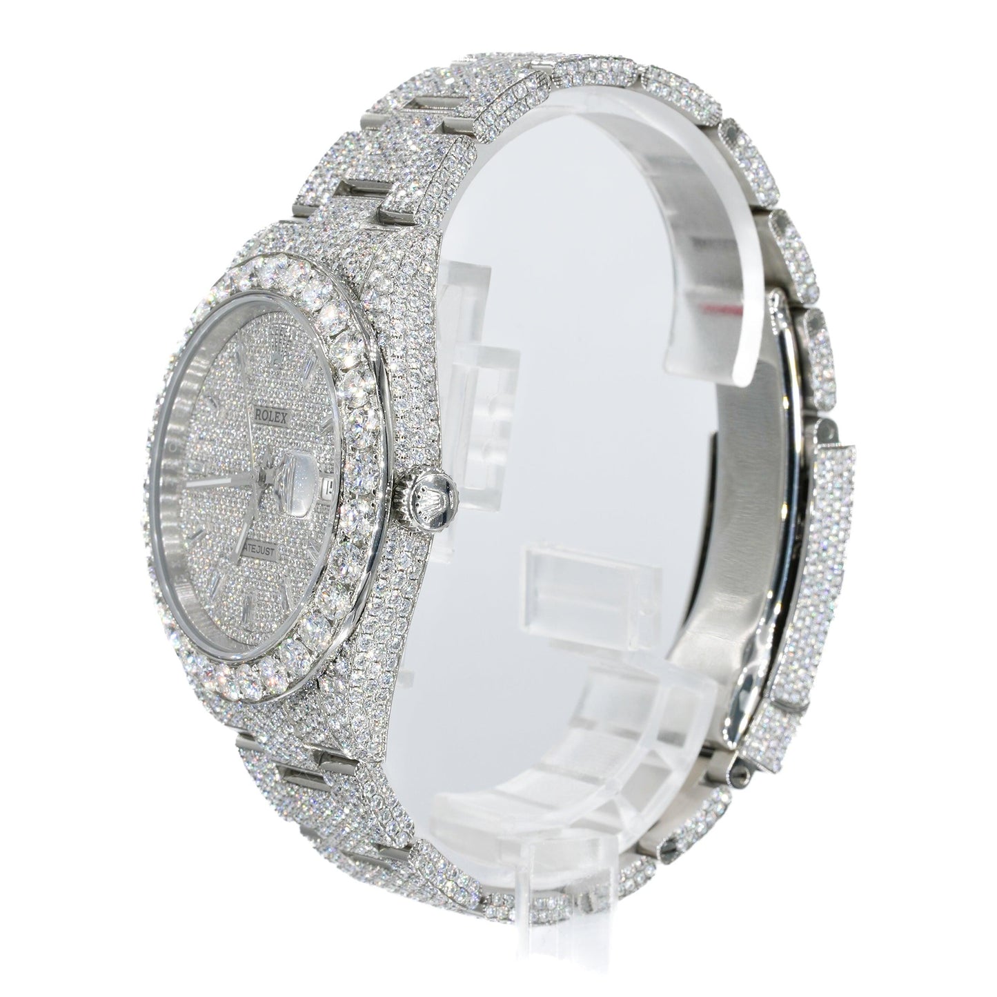 DJ 41MM MOISSANITE DIAMOND MEDIUM STONE BEZEL WATCH 22CT