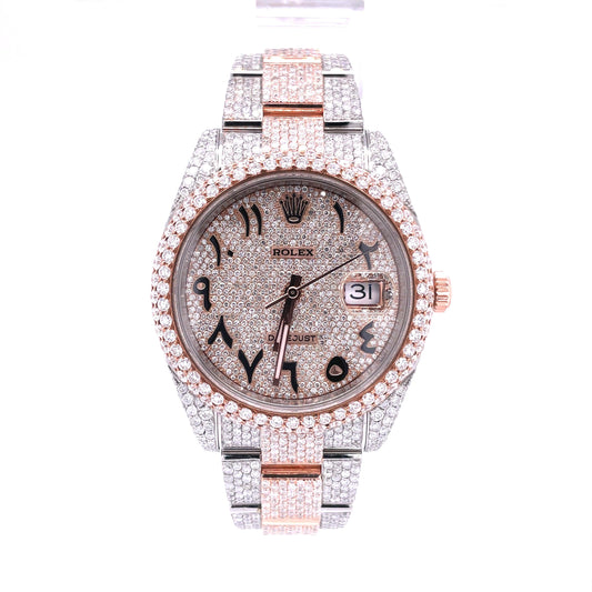 DJ TWO-TONE GOLD 41MM MOISSANITE DIAMOND WATCH 22CT