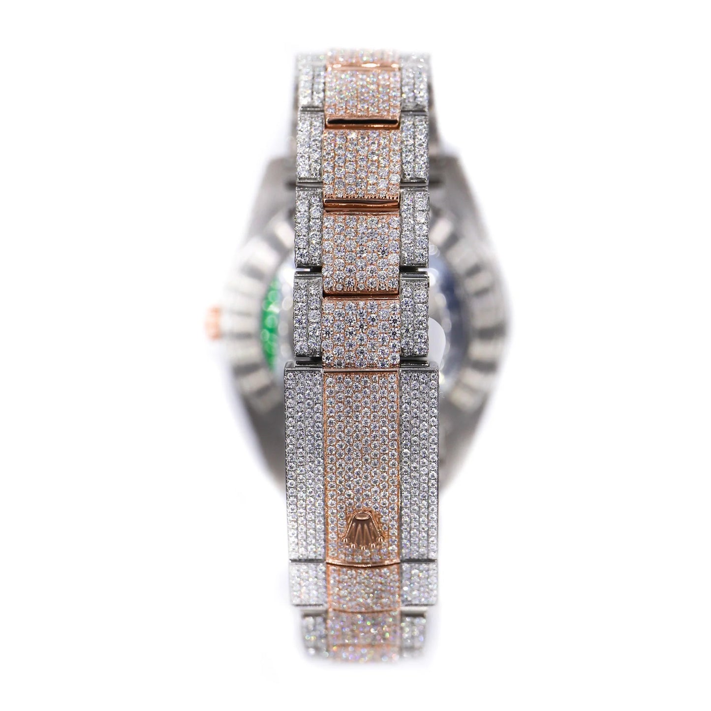 DJ TWO-TONE ROSE GOLD ROMAN NUMERALS 41MM MOISSANITE DIAMOND WATCH 22CT