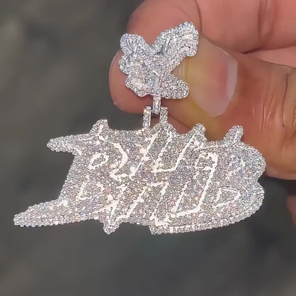 Custom Moissanite Jagged Letter Pendant