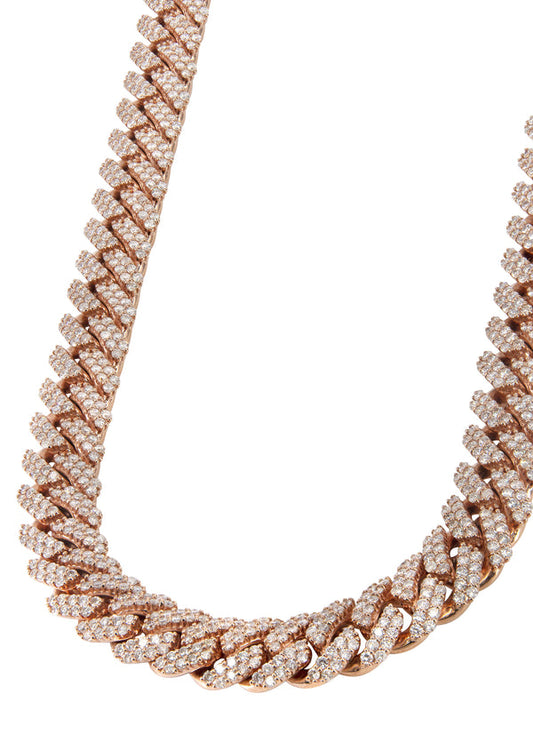 Prong Set Rose Diamond Cuban Chain