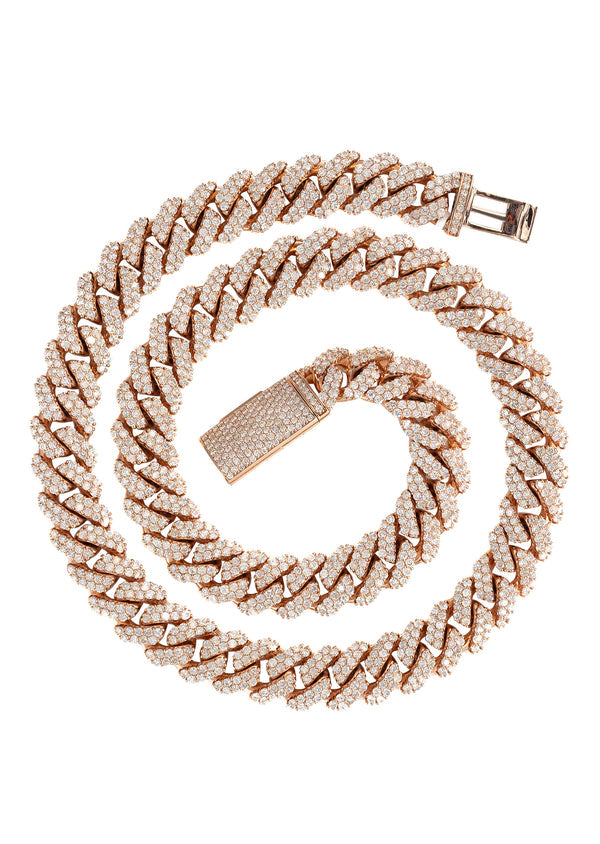 Prong Set Rose Diamond Cuban Chain
